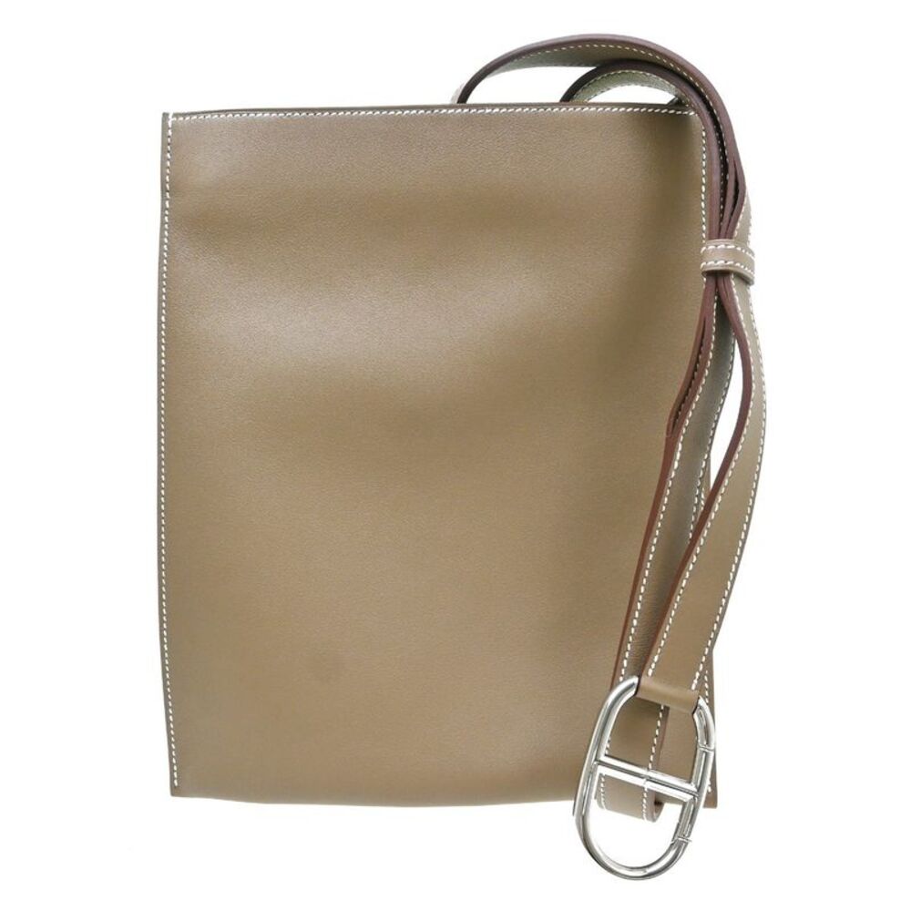 Hermes Pochenplus Sling Leather Gray Leather Shoulder Bag Bag